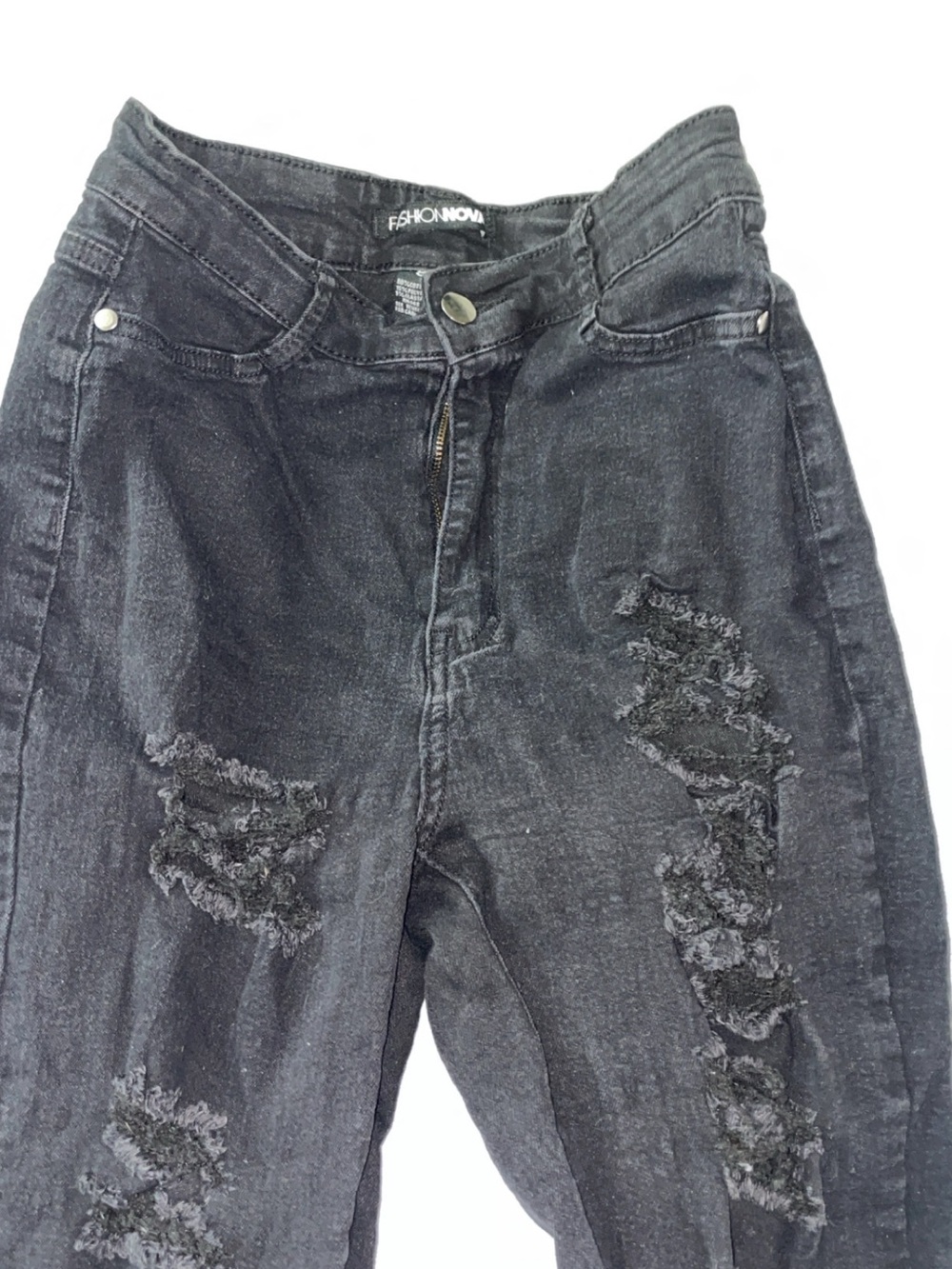 Fashion Nova Black Distressed Skinny Jeans